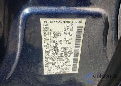 2006 Nissan Xterra Se from USA, damaged, VIN 5N1AN08U66C521871